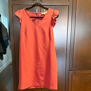 LOFT Pink Ruffle Sleeve Mini Dress